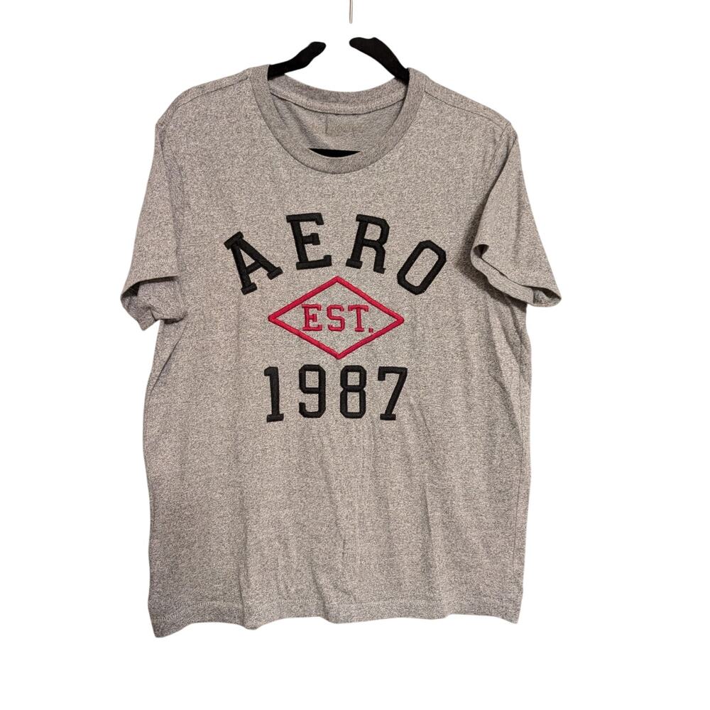 Men's Aero Gray Aeropostale T-shirt Embroidered M Nice! B63